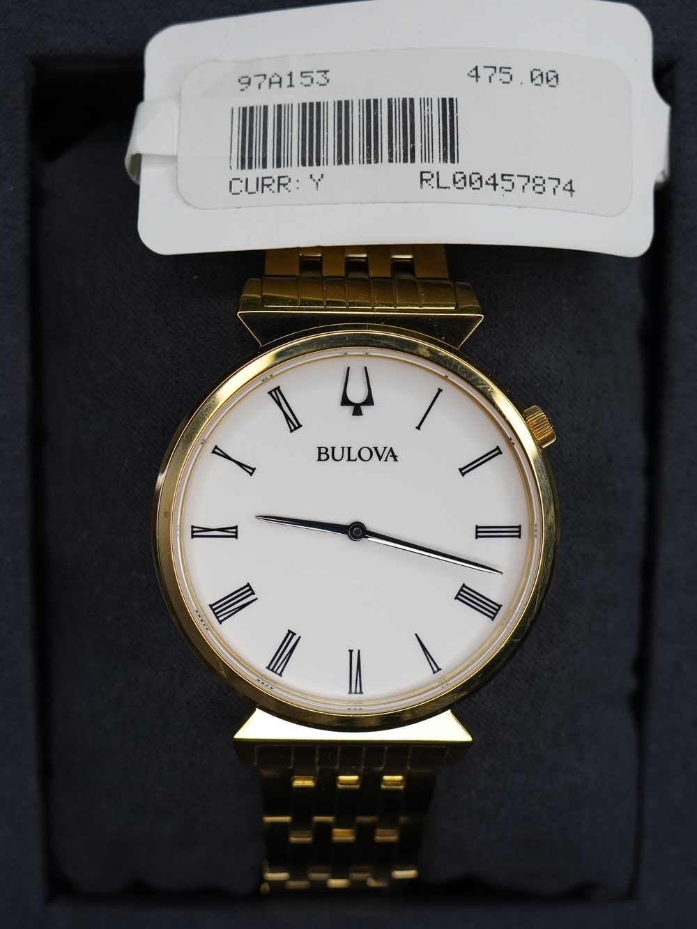Bulova Regatta 97A153 Quartz Gold Tone White Roman Numeral Sapphire Watch